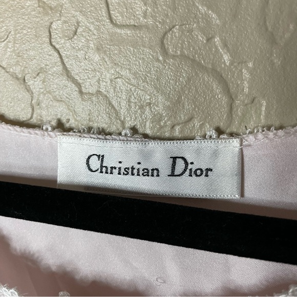 Vintage Christian Dior Light Pink Silk Lace Ruffles Size Medium - Picture 7 of 9